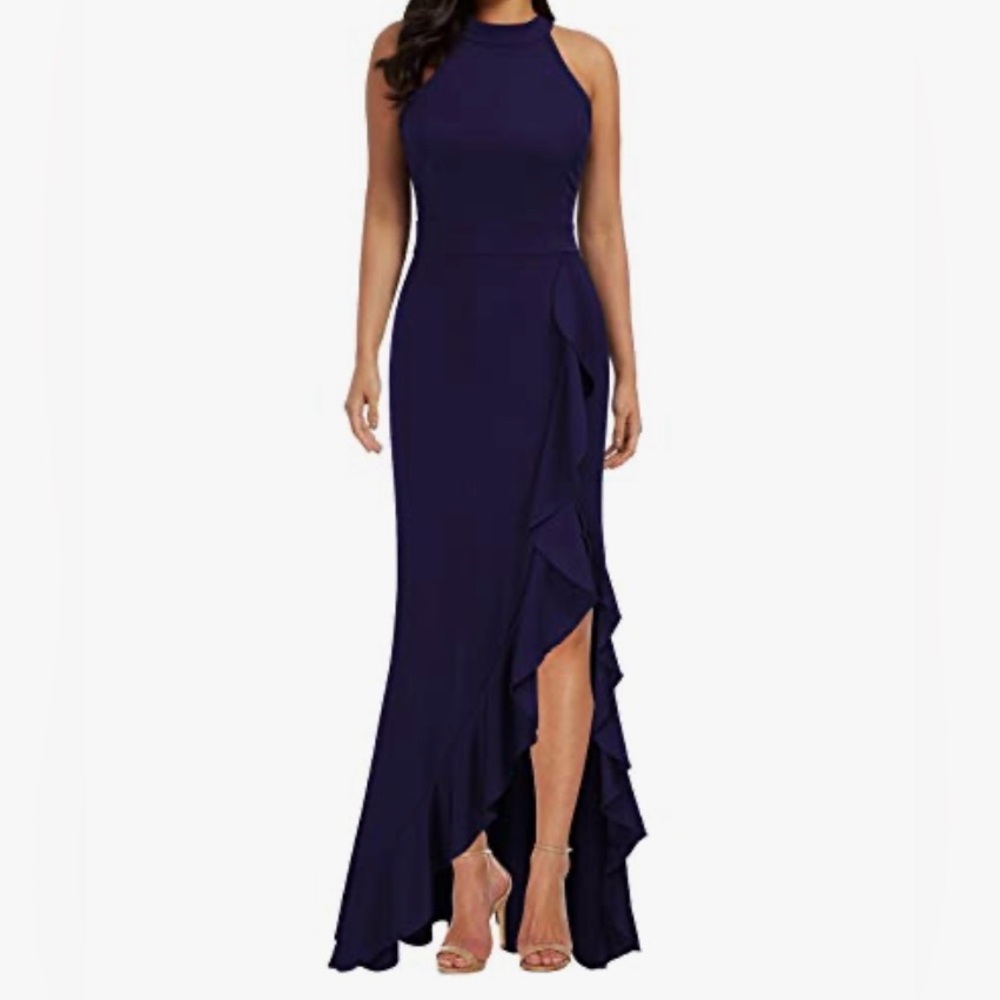 NWT WOOSEA Scoop Neck Sleeveless Split Bodycon Mermaid Cocktail Long Dress